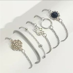 🆕 6pc simple chain Lotus stack bracelets